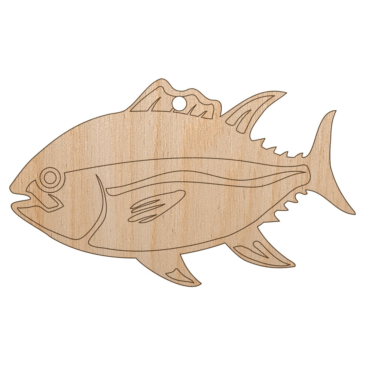 Bluefin Tuna Fish Fishing Unfinished Craft Wood Holiday Christmas Tree DIY Pre-Drilled Ornament